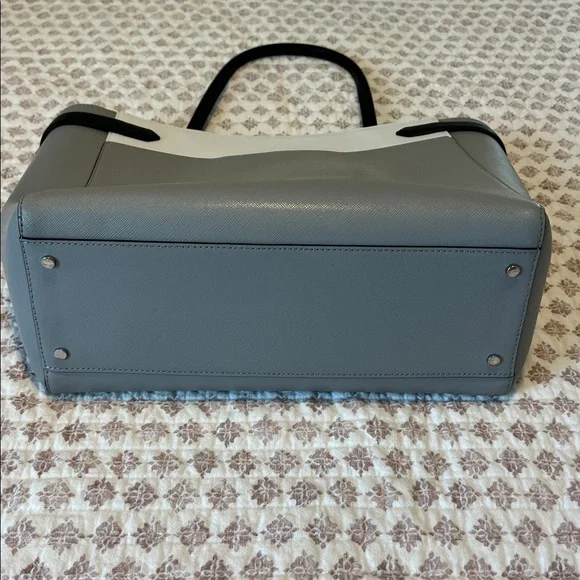 Kate Spade New York Staci Colorblock Laptop Tote Bag Nimbus Grey White Black - Picture 10 of 16